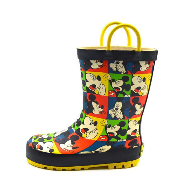 Disney girls Mickey Minnie Mouse Rain Boots Student Rain Boots Children's Princess Rain Boots Water Shoes Non-Slip Short sh