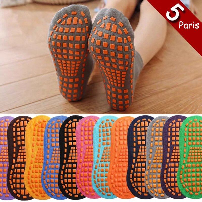 5 Pairs Anti-Slip Breathable Adult Kids Cotton Rubber Socks Socks High Quality Men Women Socks Grip Children Baby Socks