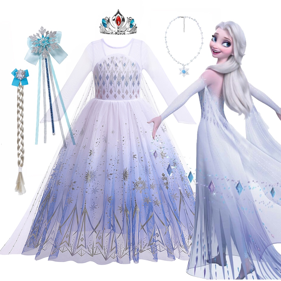 Disney Frozen Dress for Girl Costume Elsa Anna Princess Cosplay Dresses Girls Halloween Christmas Birthday Fancy Party Vestidos