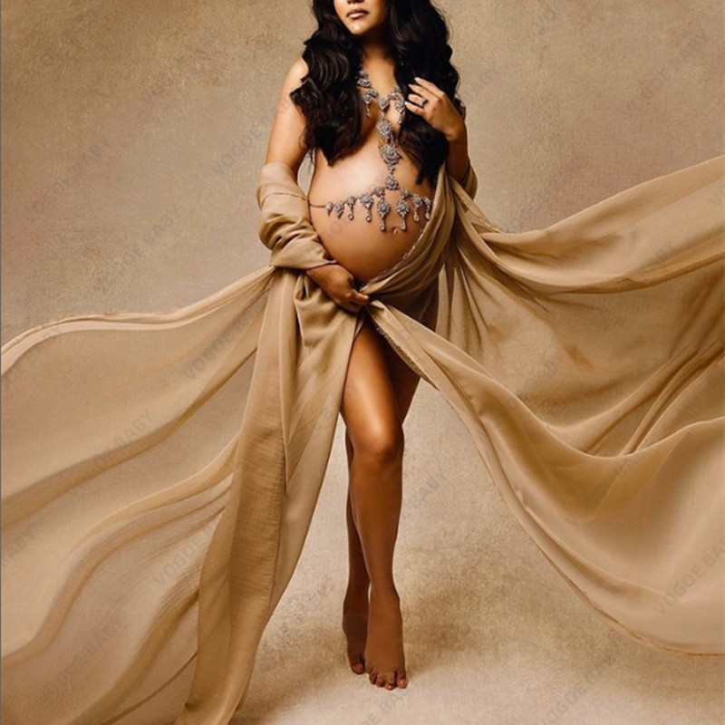 Seattle Maternity Shoot Props Sparkling Rhinestone Necklace Pregnancy Body Chain Sexy Pregnant Bikini Chest Chain Sweater Chain