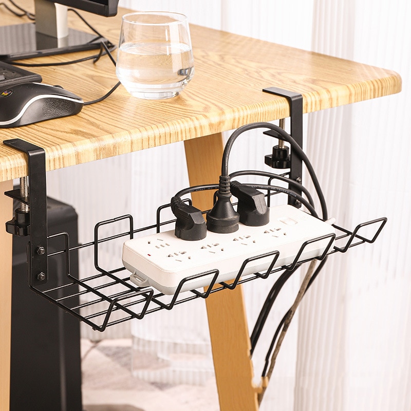 Under Desk Cable Management Tray Organizer Cord Storage Home Living Room Storage Rack Wire Cord