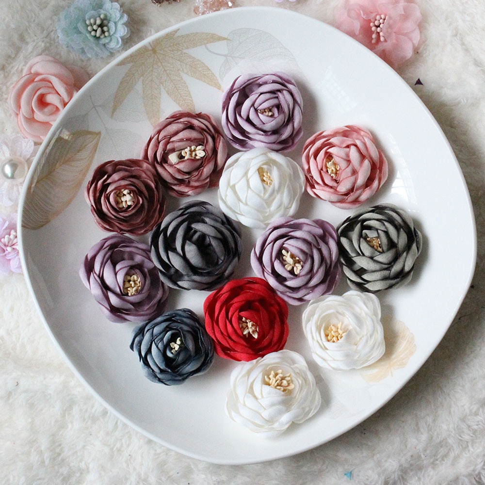 Bulk 10pcs/Lot 1.50 Inch Classical Vintage Burned Rosette 3D Handmade Rose Flower Head Wedding Decoration Cloth Accessories