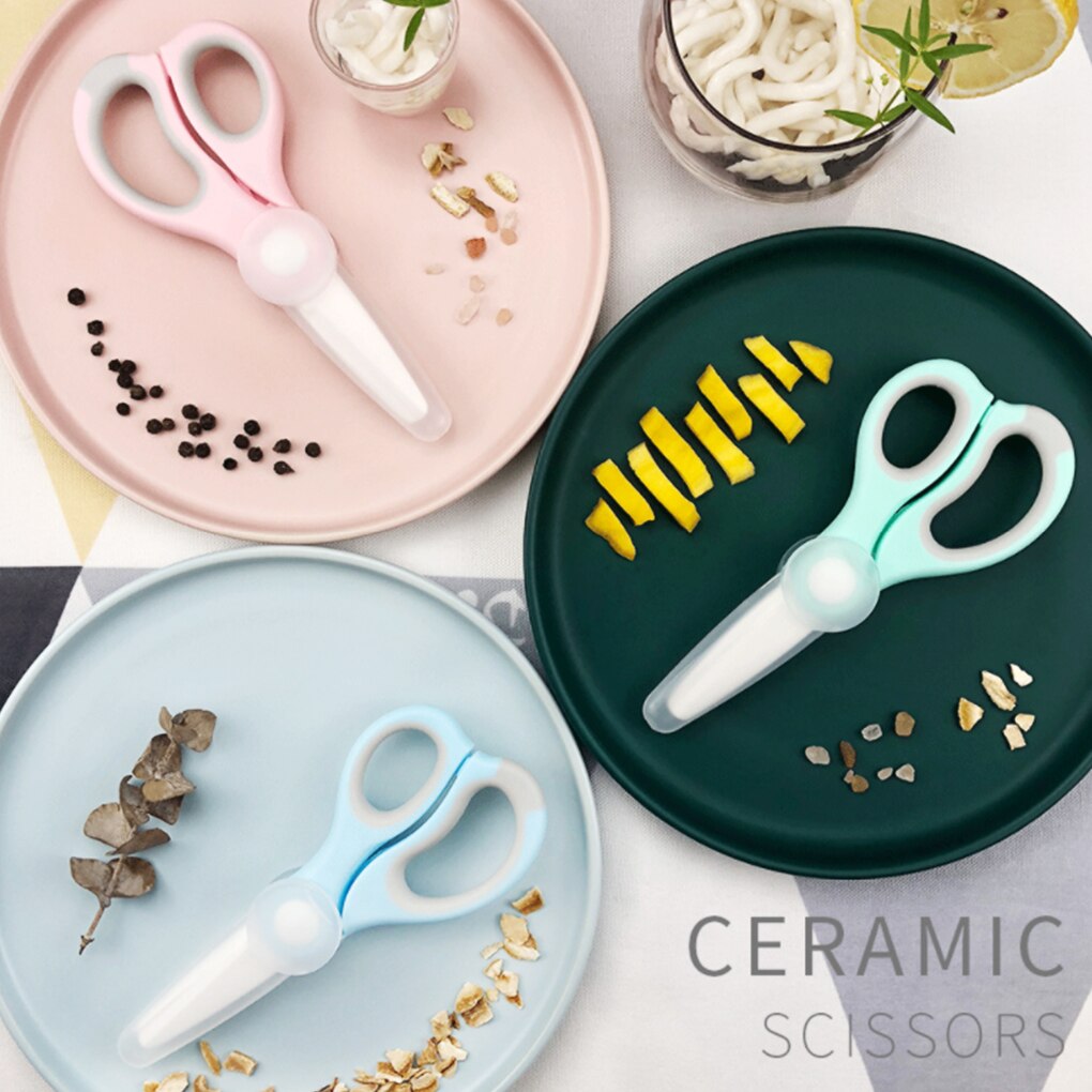 Ceramics Scissor Shear Non-rust Infant Food Feeding Accessories Supplies Scissors Tableware Household Vegetable Pink