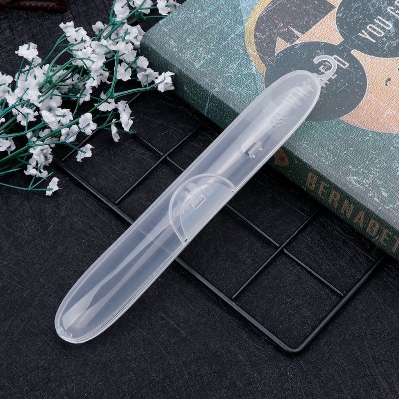 23x3.5x3cm Plastic Toothbrush Holder Box Transparent Travel Portable Protective Storage Case Organizer With Lock Hook 4 G2AE