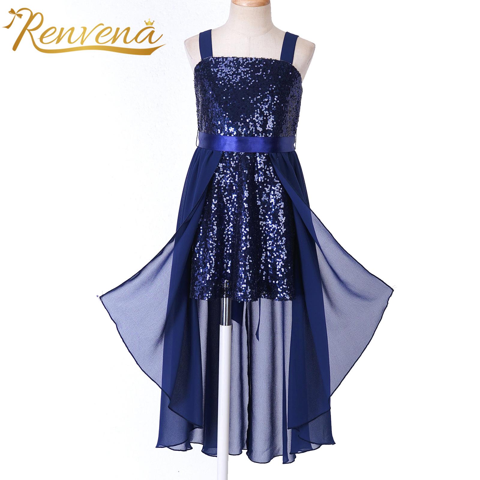 Flower Girls Dress Shiny Sequins Romper Chiffon Evening Wedding Party Dress Teen Girl Ceremony Prom Gown Kids Evening Vestidos
