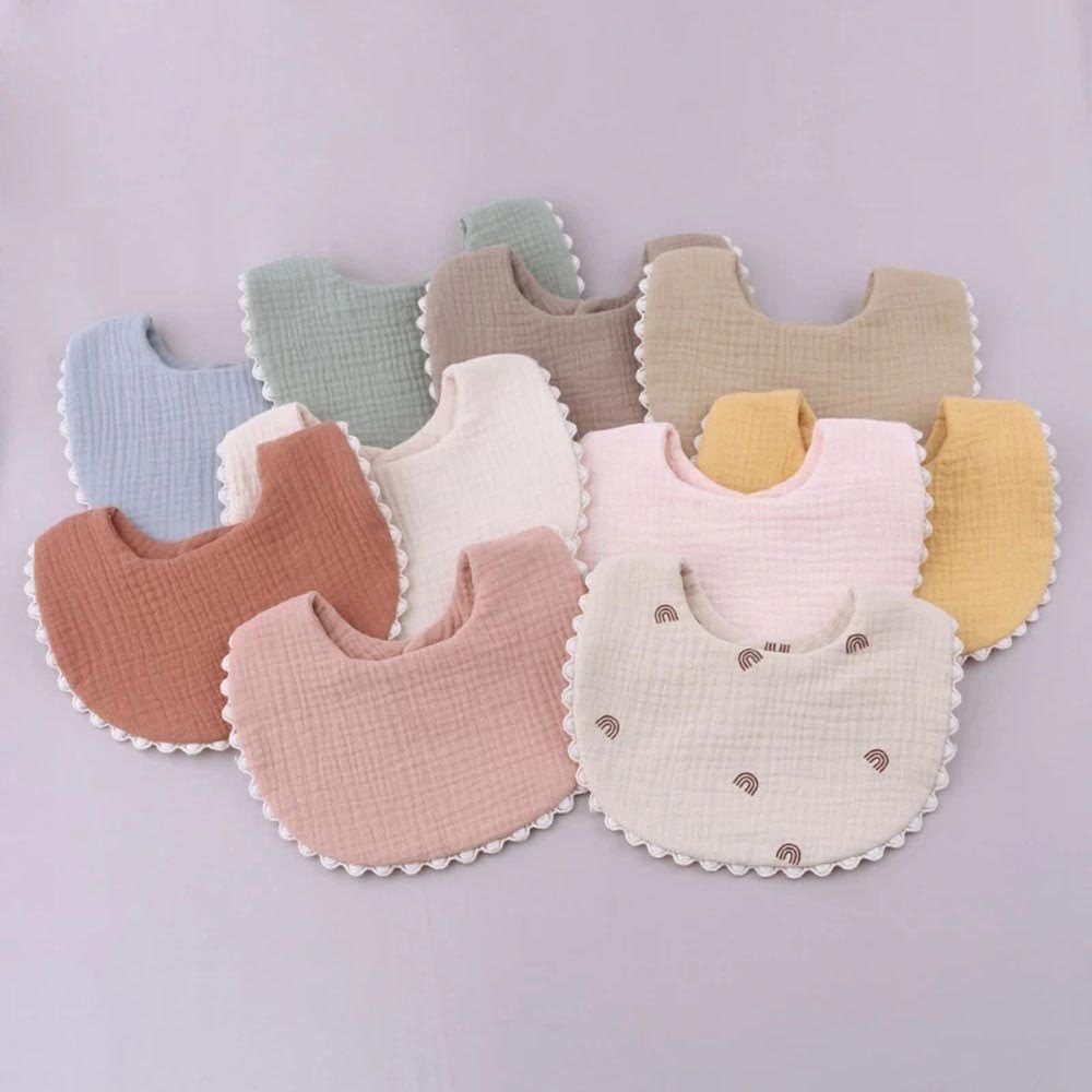 Cotton Gause Baby Bib Solid Color Baby Absorbent Resists Stains Bib Newborn Cloths Bandana Kids Bibs Feeding Eating Accessories