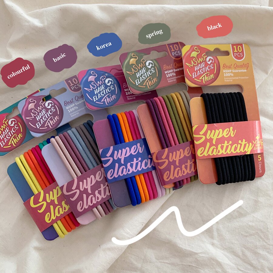 10Pcs Children Colorful Nylon Elastic Hair Bands For Baby Girls Rubber Bands Set Kids Ponytail Holder Headband Hair Accessories