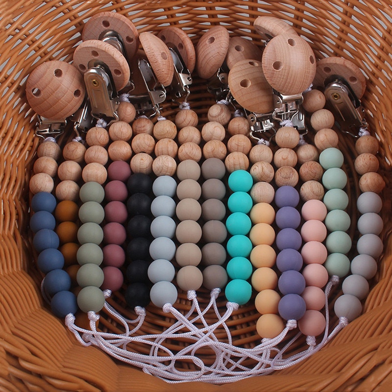 Silicone Beads Baby Anti-drop Chain Pacifier Clips Infant Nipple Appease Soother Chain Clips Dummy Holder Nipple Clip Baby Stuff
