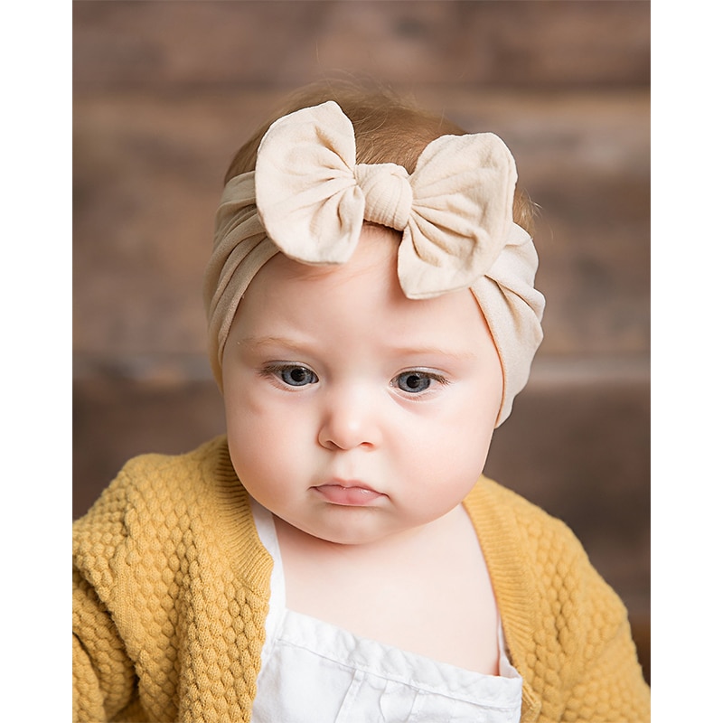 Kid Headwear Baby Bonnet Beanies Newborn Hat Girls Bow Hair Band Children Soft Nylon Cute Elastic Hair Accessories