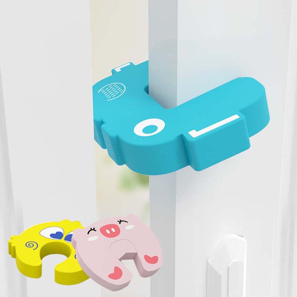 Baby Safety Locks Children Protection EVA C Shape Security Cabinet Locks Kids Cartoon Finger Safe Soft Foam Door Stopper