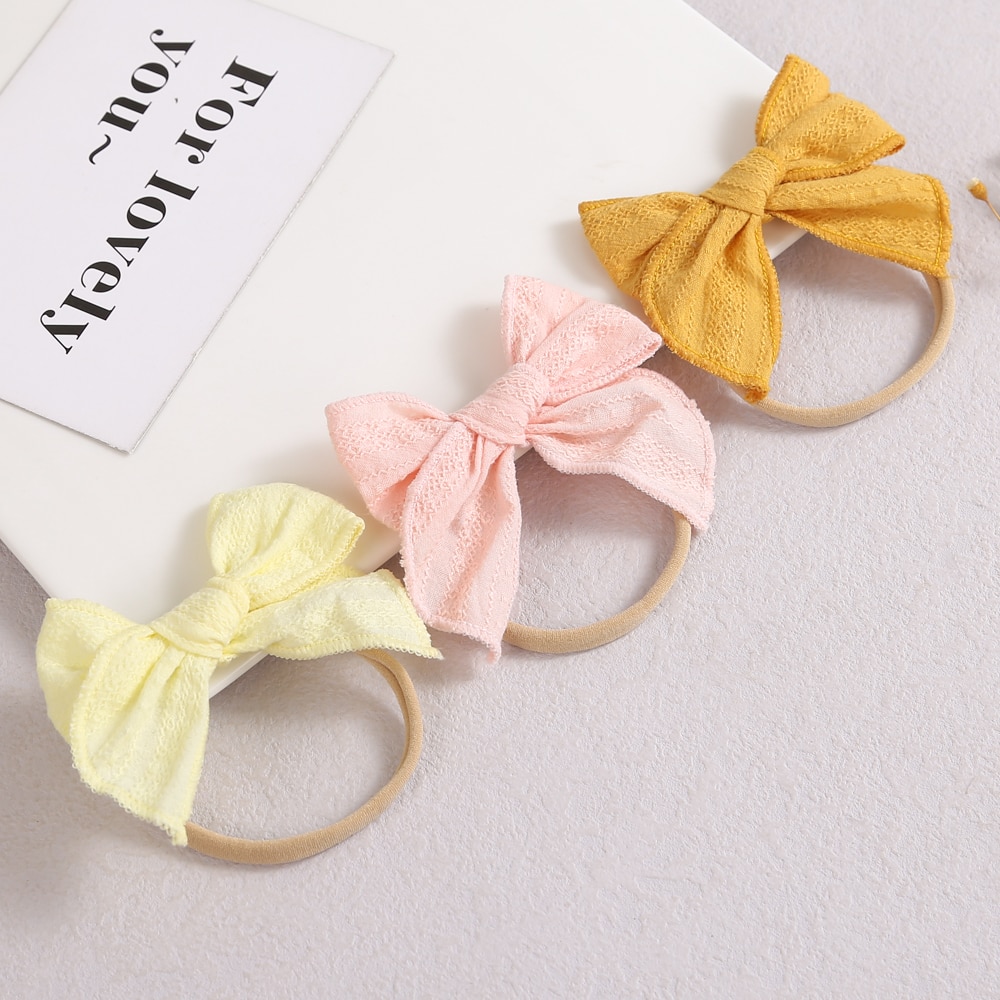 Pure Color Hair Bands For Girls Cable Knit Baby Bow Elastic Headband For Children Infant Headwrap Newborn Hair Accessories