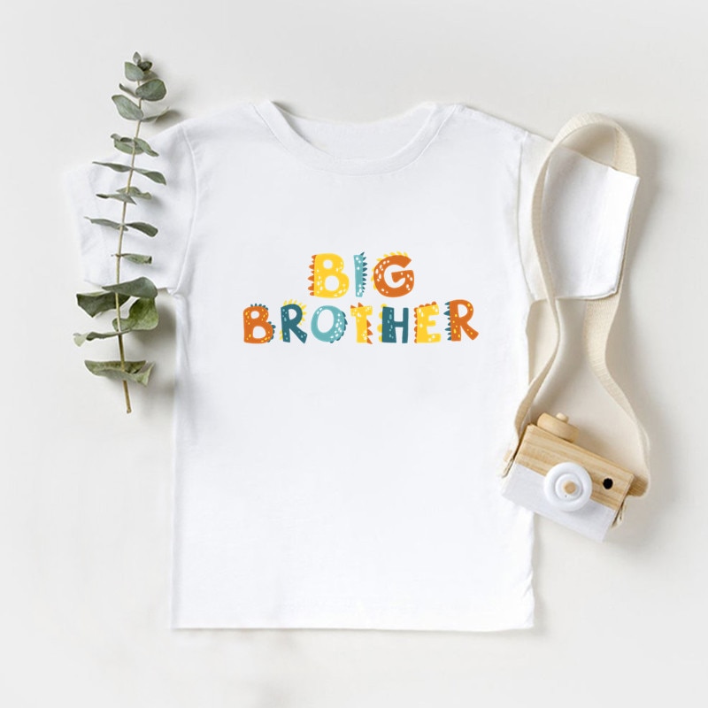 Big Brother Letter Print Boys T shirt Announcement Funny Kids Clothes Dinosaur Cute Baby Summer Children Short Sleeve T-shirts
