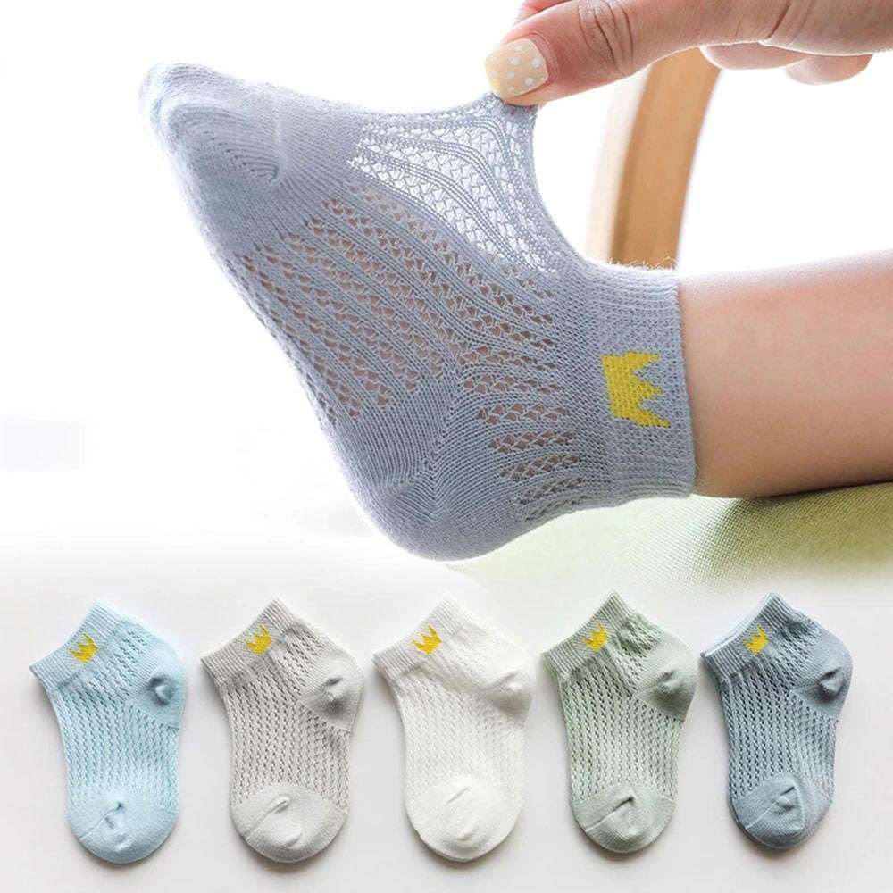 5Pairs Children Socks Baby Boys Girls Summer Ultrathin Mesh Cute Cotton Breathable Thin Soft Boat Socks Kids Cartoon Socks