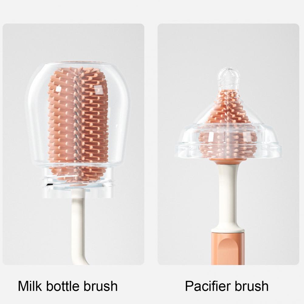 2Pcs/Set Baby Bottle Brush Practical Lightweight 360 Degree Rotation for Kitchen Cup Brush Bottle Brush