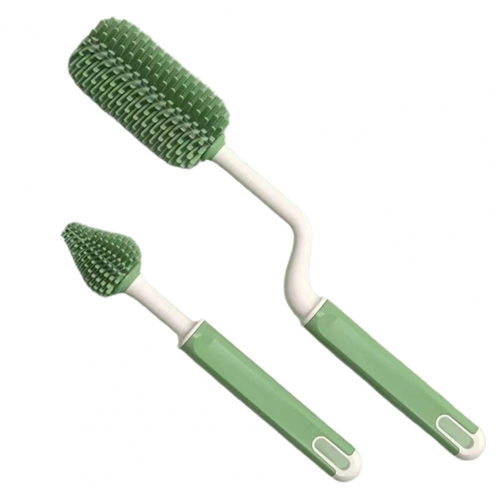 2Pcs/Set Flexile Lightweight Effective Soft Head Silicone Bottle Brush BPA Free Baby Supplies Cup Brush for Household