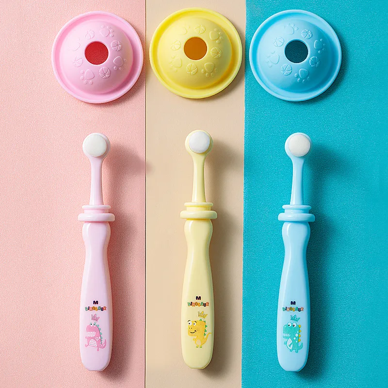0-3Y Cartoon Baby Toothbrush Infant Baby Soft Bristles Training Toothbrush Silicone Plastic Children Oral Brush