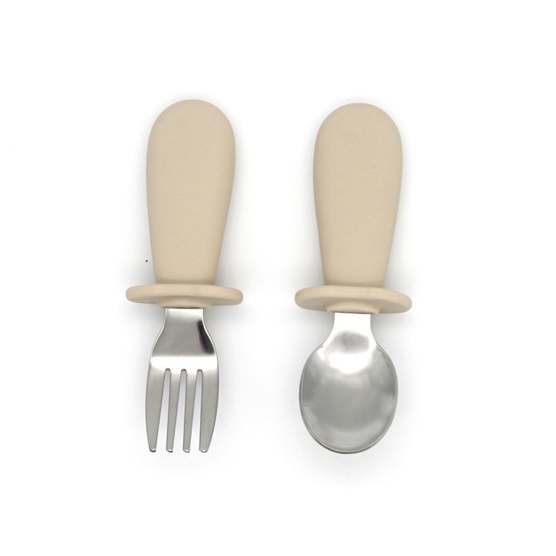 Cartoon Infant Food Feeding Spoon Fork Baby Gadgets Tableware Set Children Utensil Stainless Steel Toddler Dinnerware Cutlery