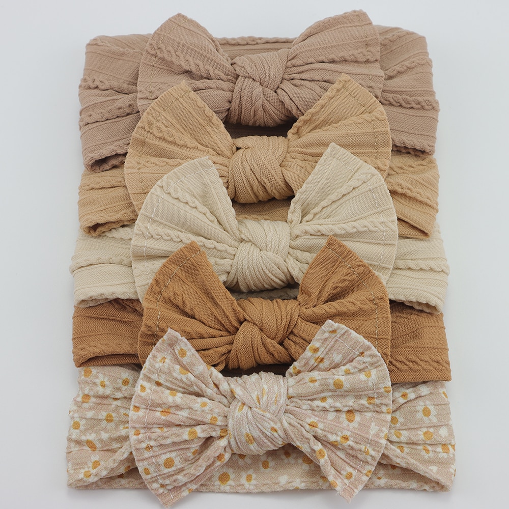 5Pcs/Lot Baby Headband Cable Knit Bow Headbands For Baby Girl Turban Newborn Hairbands Children Headwrap Infant Kids Accessories