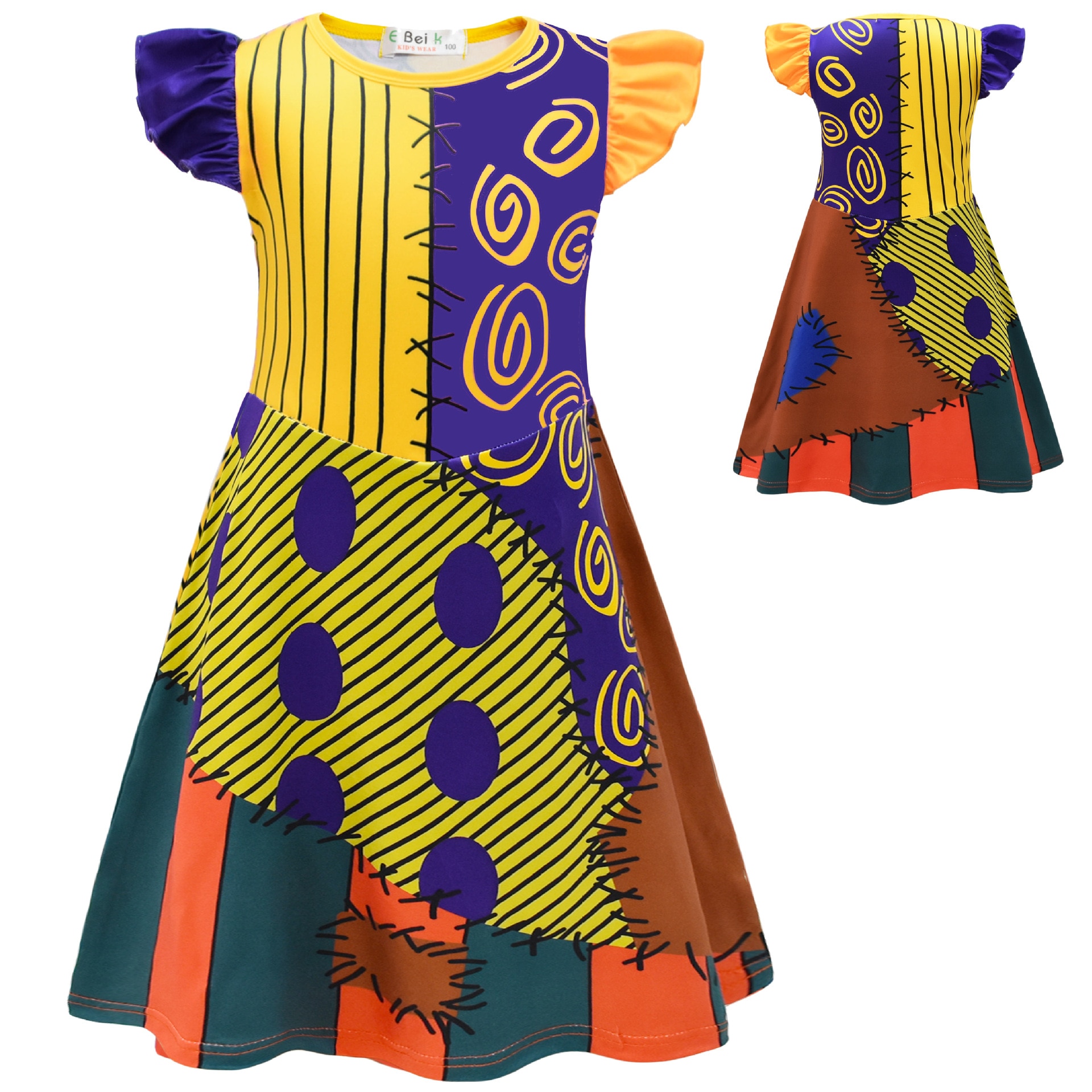 Halloween Cosplay Sally Princess Dress Flying Sleeve Summer Skirt Girls Birthday Christmas Gift Party Costumes