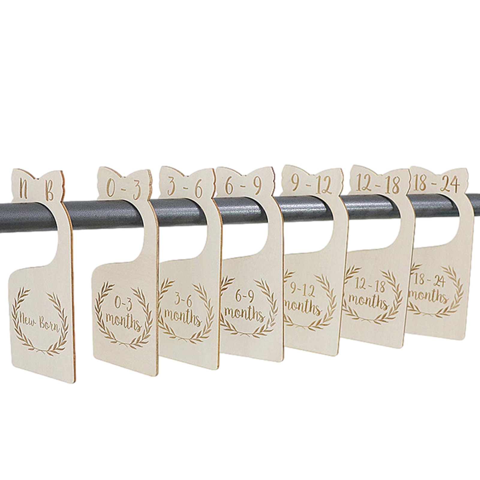 7PCS Numerical Design Newborn Closet Dividers Wooden Newborn Hanger Divider Smooth Wardrobe Size Storage Organizer Divider