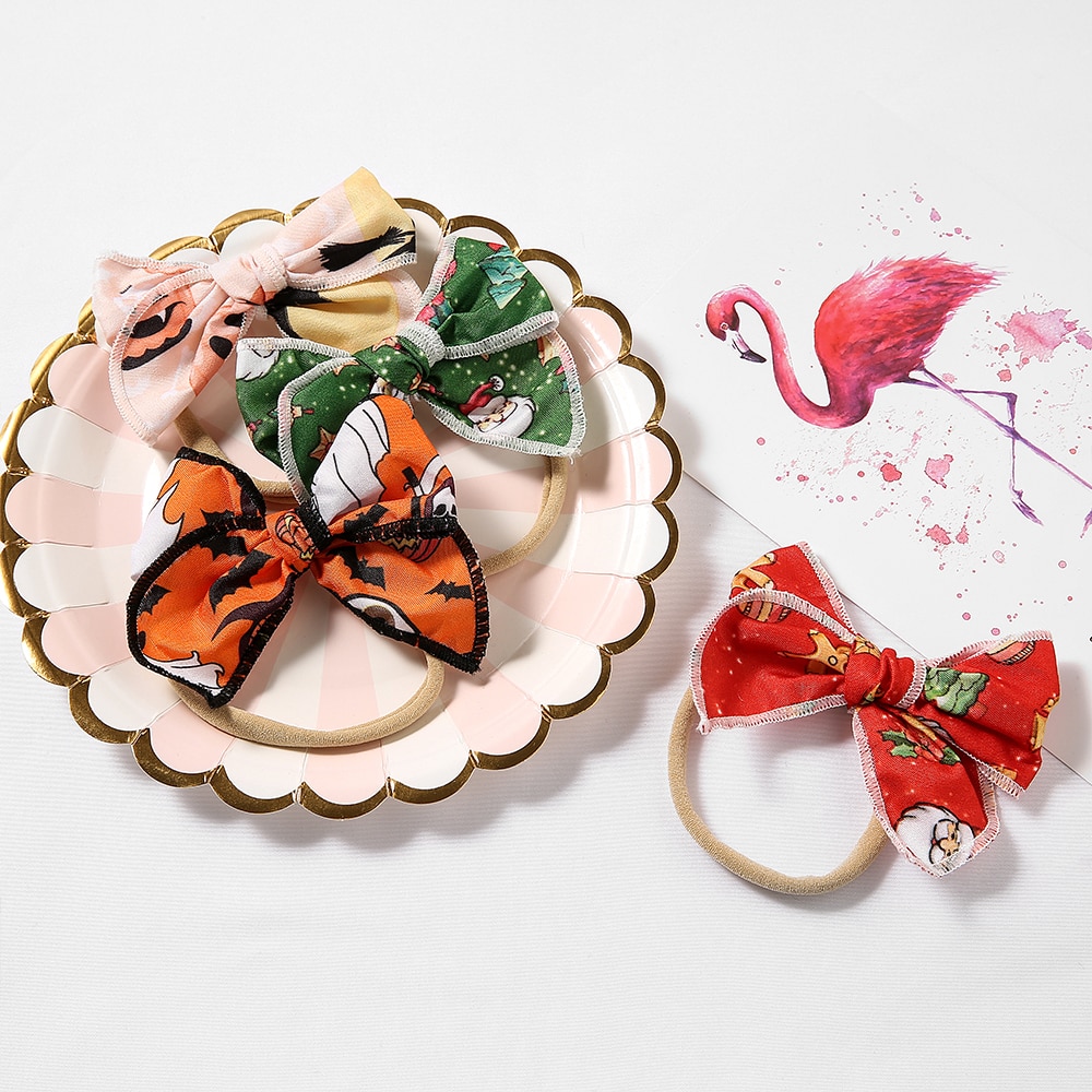 Halloween Festival Hair Bands For Girls Nylon Printing Baby Headband Cute Elastic Newborn Headwear Kawaii Hair Accessories