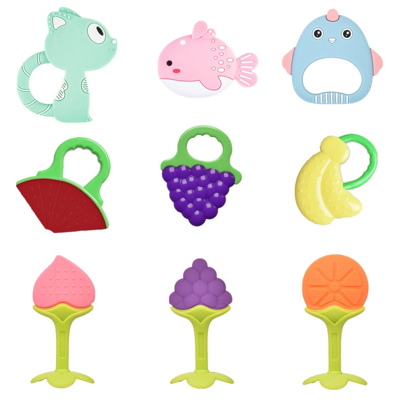 Food Grade Silicone Baby Teether Fruit Animal Animal Style Teethers Toys BPA Free Infant Baby Necklace Teething Toys Pacifier