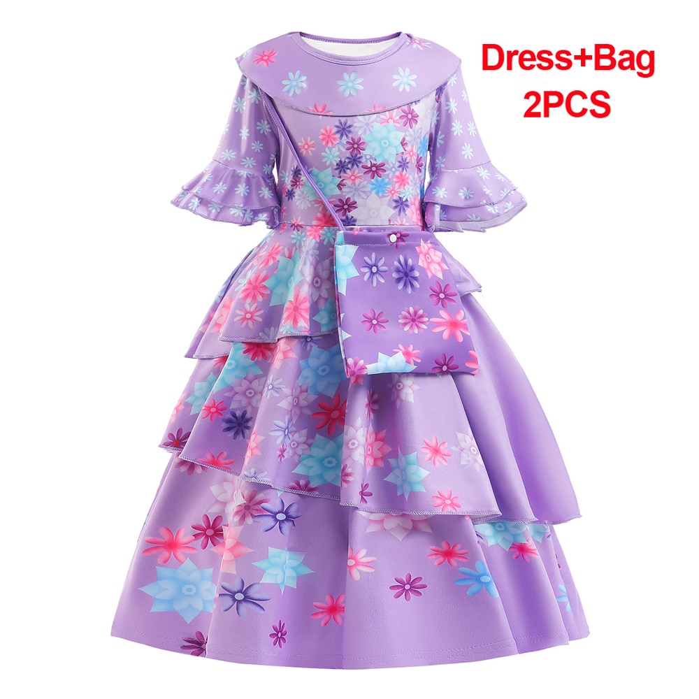 Encanto Isabela Costume Kids Charm Princess Dress For Girls Carnival Halloween Cosplay Costume Children Birthday Party Dresses