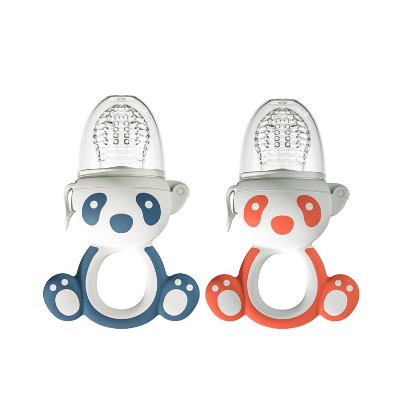 Baby Food Feeder Nipple Silicone Teether Bottle Squeeze Fresh Fruit Pacifier Learn to Eat Cute Panda Nibbler Tetine Fruit Bebe