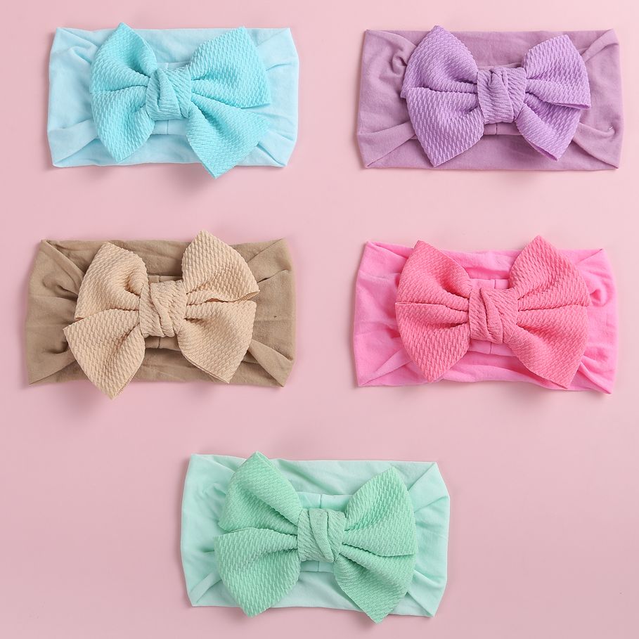 Kawaii Headband For Kids Cute Fabric Baby Bow Nylon Elastic Hair Bands For Girls Funny Toddler Headwear Newborn Hair Accessories