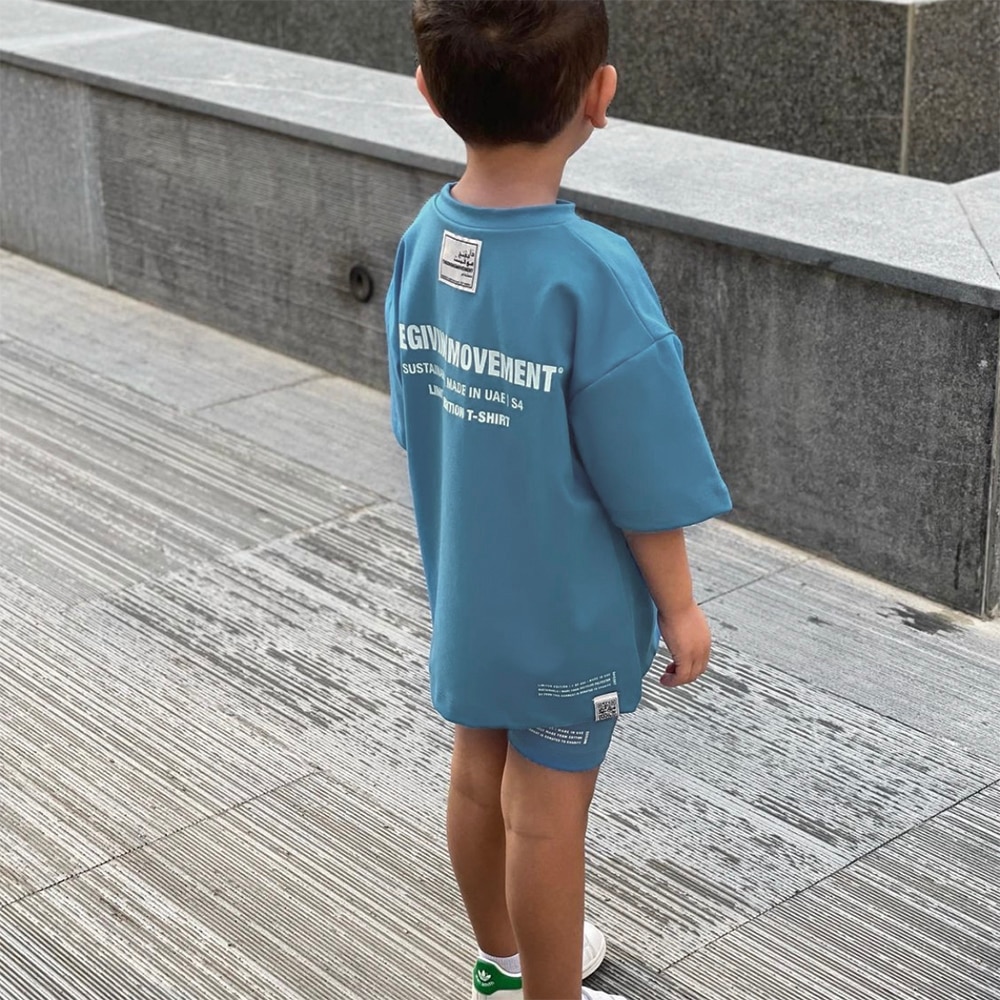 TGM Summer Children Loose T-Shirt Yoga Shorts Two Piece Sets Sports Casual Short Sleeve Tops Pants Kids Clothes Girls and Boy
