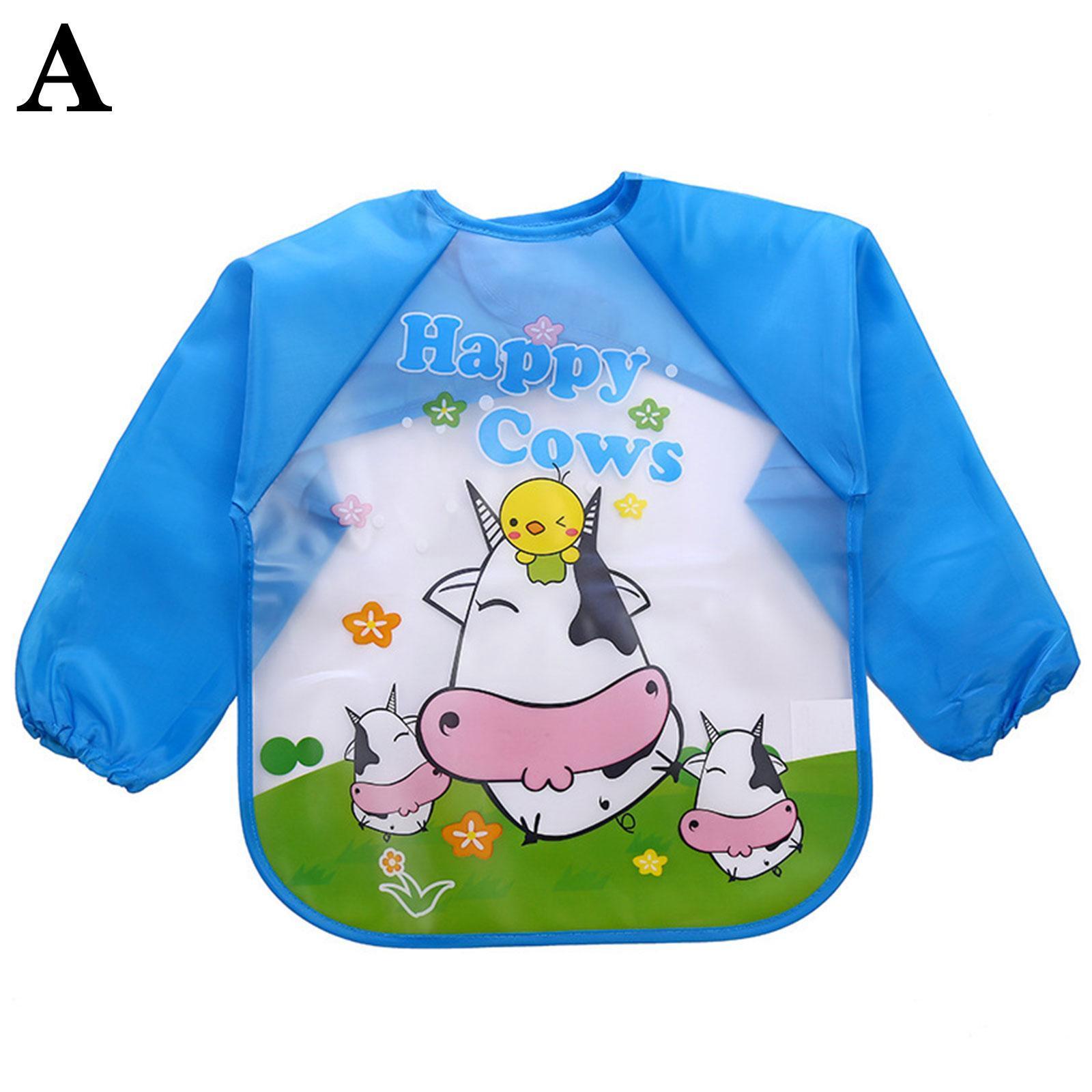 2022 Cute Baby Bibs Waterproof Long Sleeve Apron Kids Toddler Bib Painting Drawing Soft Bibs Bandana Smock Burp Feeding Clo S1z0