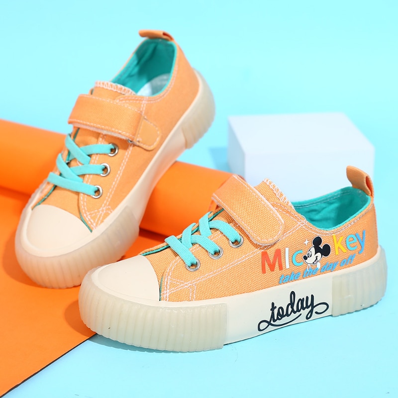 Disney Canvas Shoes Kids Sneakers Children's Casual Sports Tenis Shoes Mesh Student Flats Autumn Girls Shoes Micky Mouse
