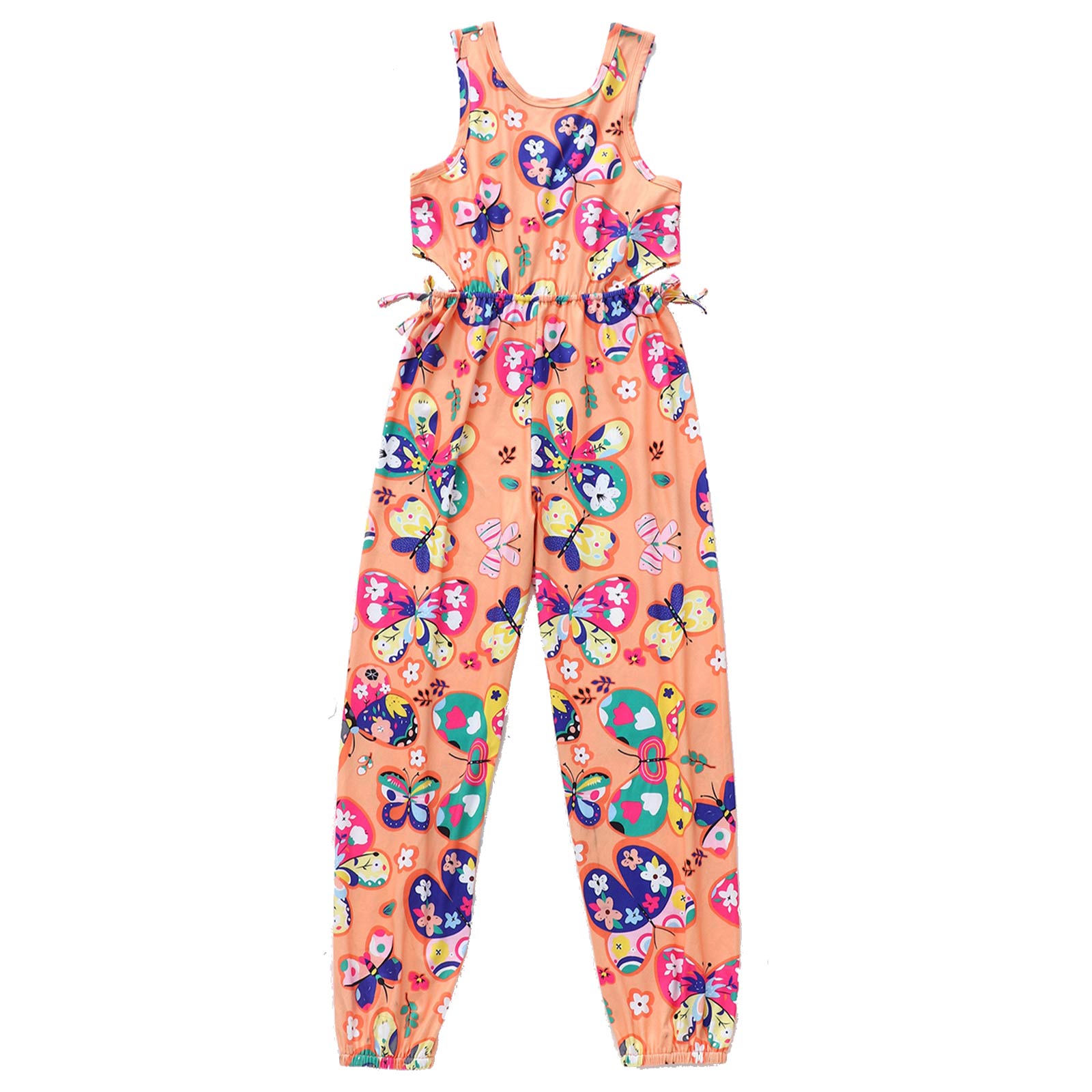 Girls Fashion Romper Sleeveless High Waist Hollow Bowknot Side Long Pants Jumpsuit Kids Summer Clothes 5 6 7 8 9 10 Years Old