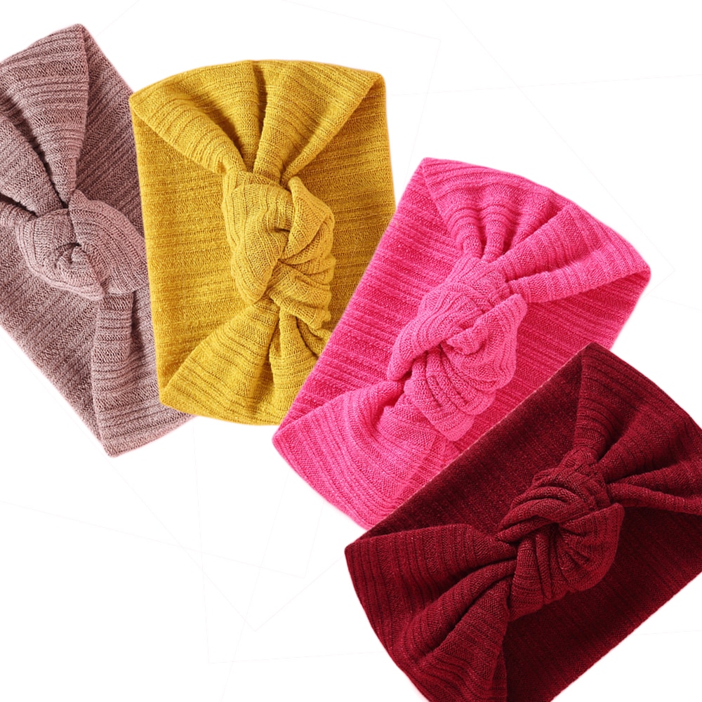 12cm Wide Baby Turban Headband Bebe Wool Knitted Strips Knot Headband Newborn Warm Elastic Hairband Headwrap Baby Girl Headwear