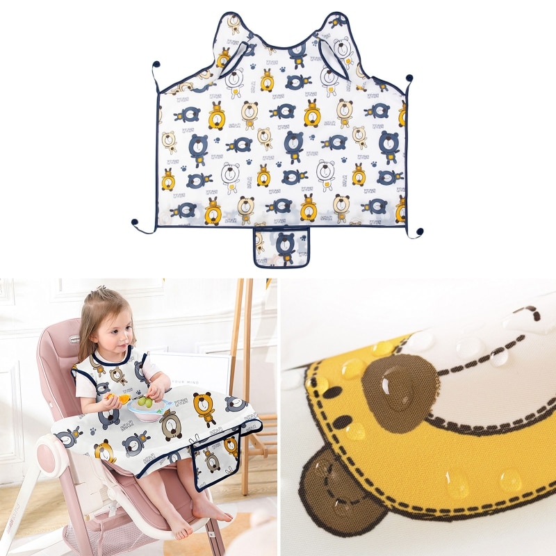Mess Proof Toddler Bib Washable Eating Overall Bib Coverall Apron Nursing Bib Easy Clean Oil Resistance Highchair Cloth