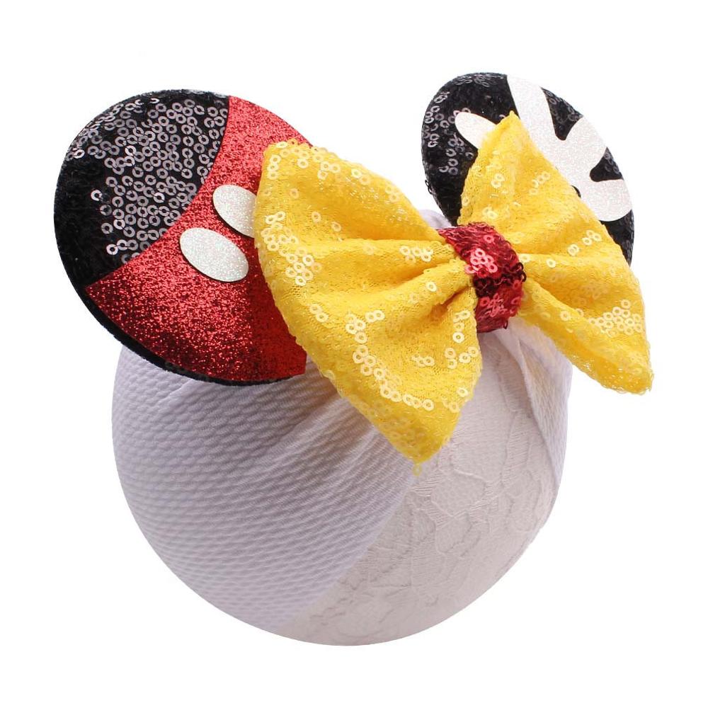 Big Knot Bow Hot Mouse Ear Headband Printed Girl Mouse Ears Headwrap Big Hair Bow Party Carnival Kids Hair Accessories