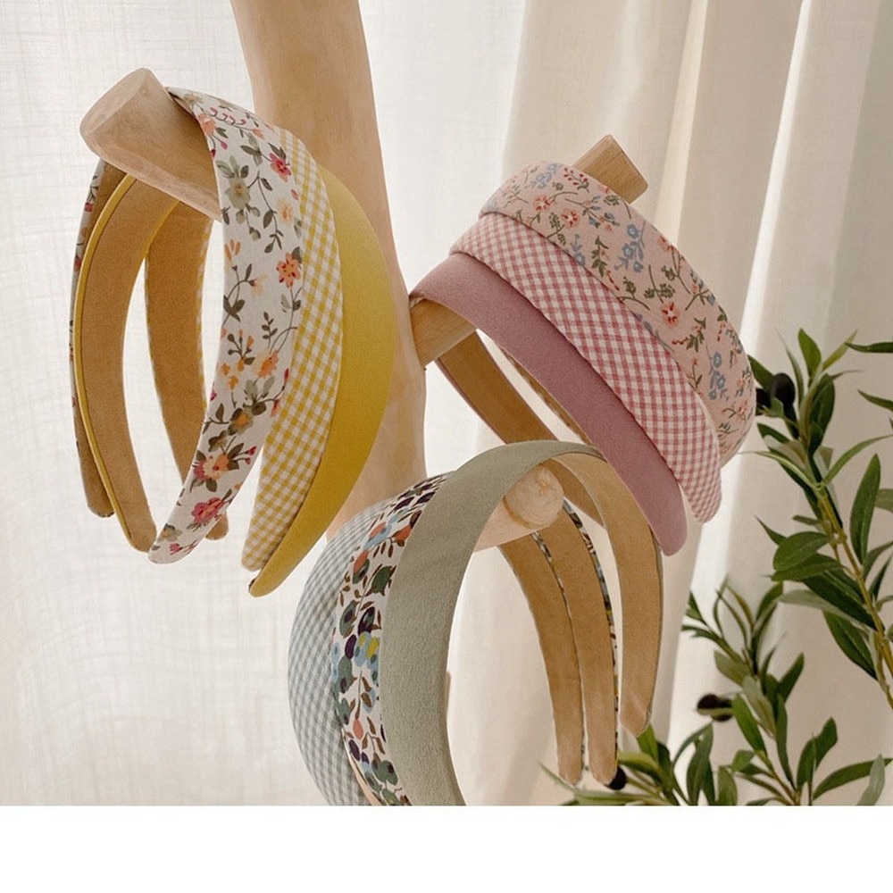 Girl Vintage Floral Hair Band Wide-brimmed Headband Simple Color Versatile Hairpin Parent-child Hair Accessory Korean Version