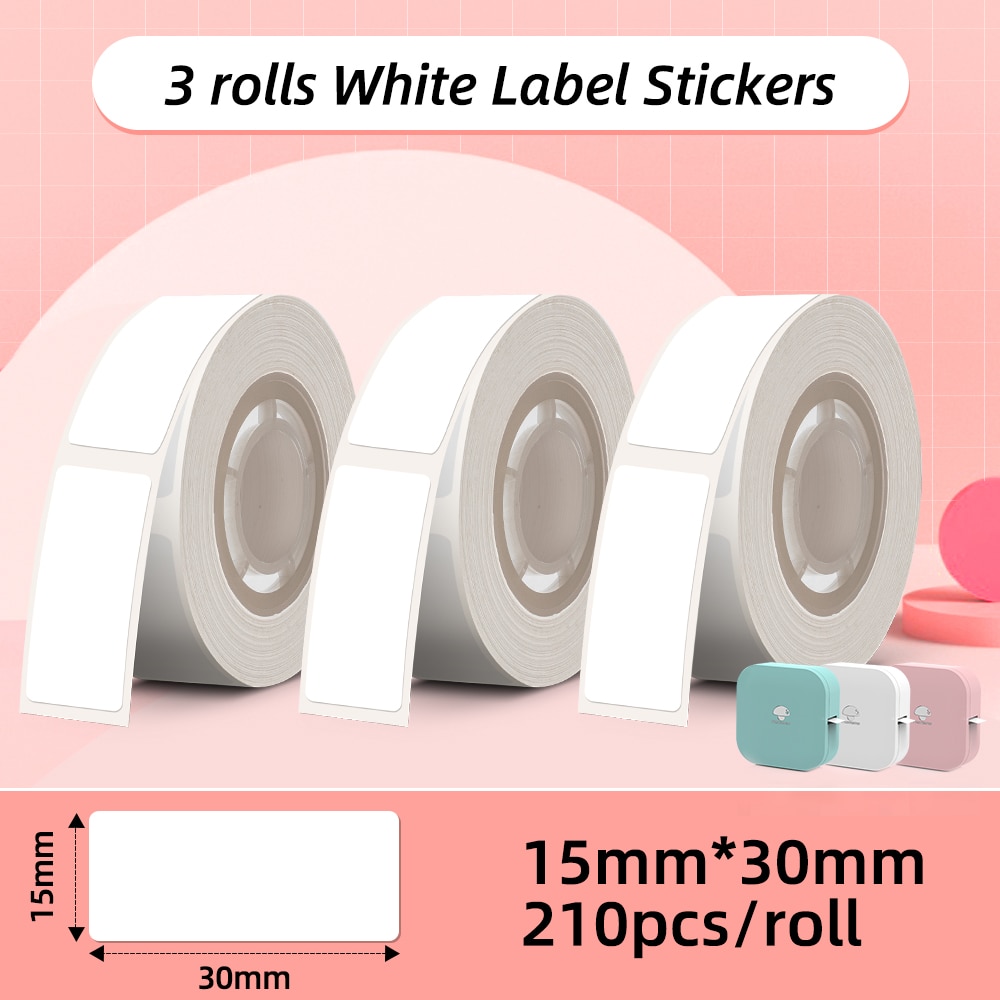 White Label Tape for Phomemo Q30 Printer Paper 3 rolls Label Sticker Paper Roll for Phomemo Labeller Q30 D30S Label Printer