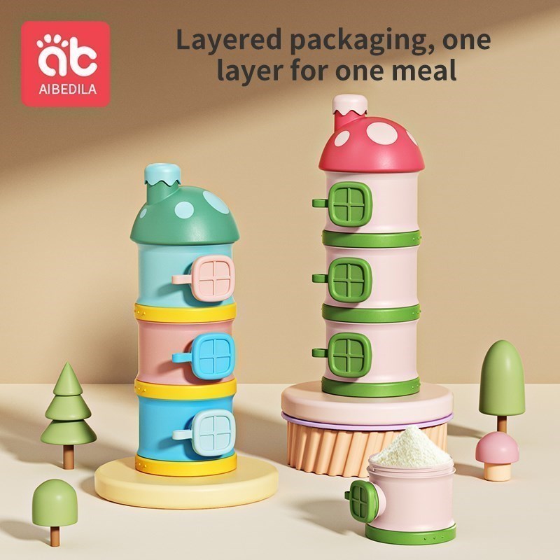 AIBEDILA Big Baby Milk Powder Container Travel Babies Baby Food Storage Dispenser Cute Infant Multi-layer Milk Powder Box AB9018
