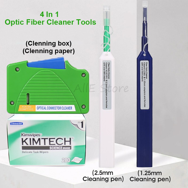 Free Shipping 4 in 1 CL520 SC/LC Cleaning Pen Cassette , Clean Paper,Cleaner Box,FTTH Fiber Optical Cleaning Tool Kits low pric