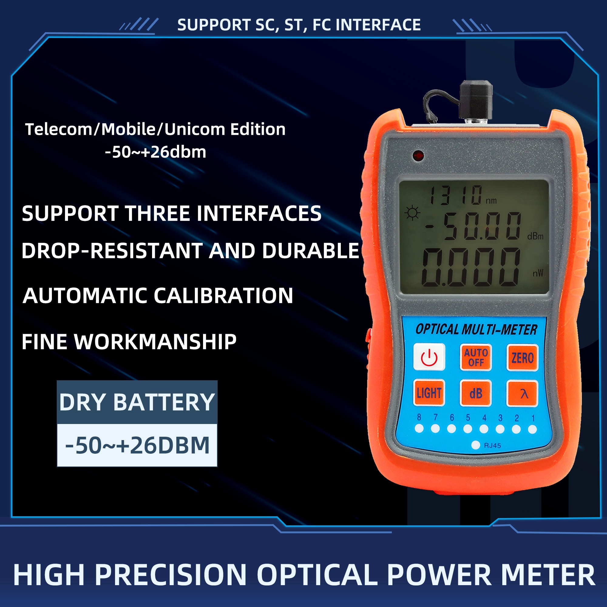 Mini Optical Power Meter -50 To +26dbm With RJ45 Remote Network Cable Test Tool Optical Fiber Tester