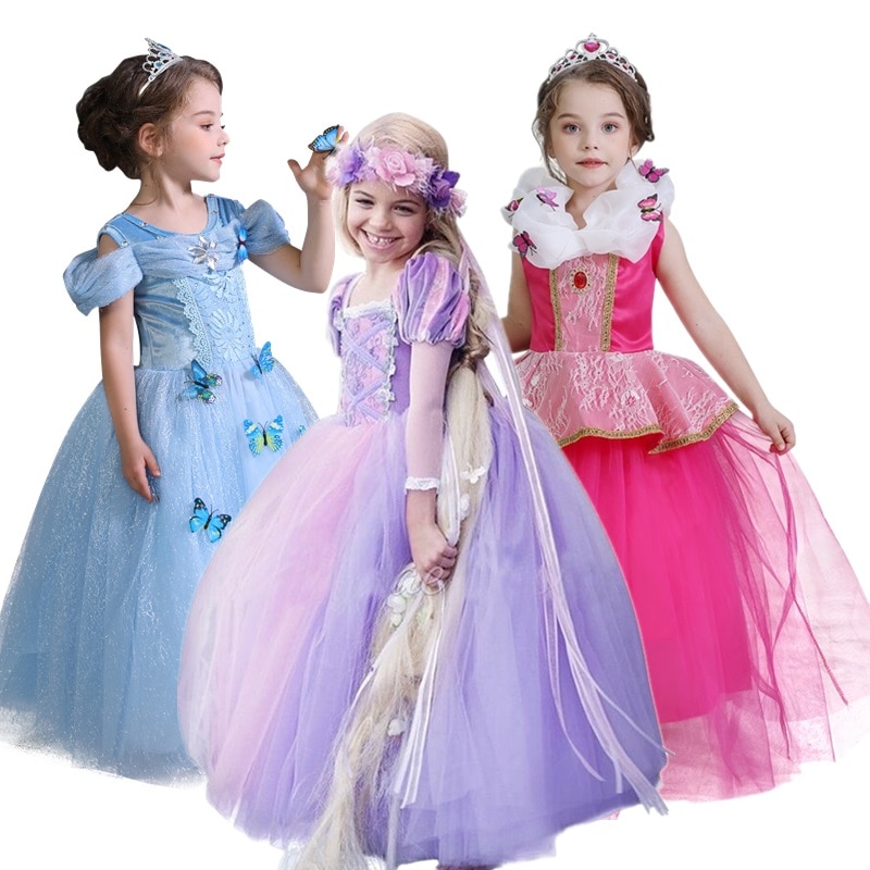 Role-Playing Princess Costume For Girls Halloween Children Cosplay Dressing Up Birthday Party Princess Girl Disguise 4-10Y Cloth