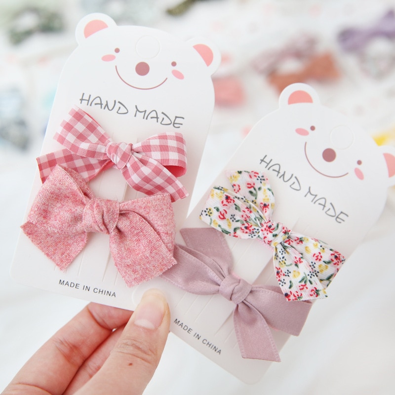 Korean Bow Floral Baby Girl Hairpins Children Solid Color Bow Hair Pin Fabric Plush Hair Clip Little Baby Girl Hair Accessories