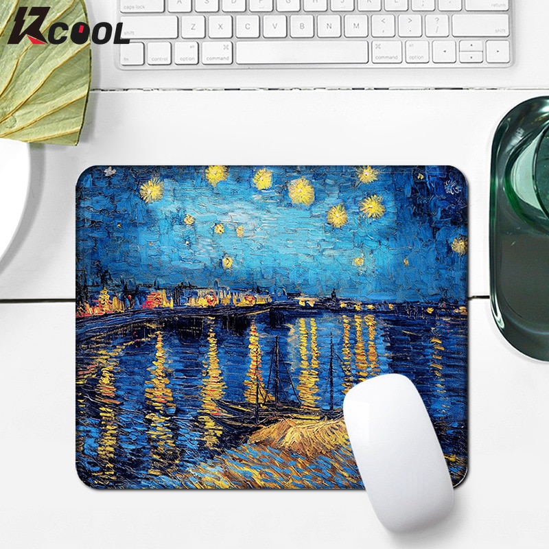 Van Gogh Starry Night Over The Rhone Mouse Pad Computer Non-Slip Thickened Locking Edge Gaming Keyboard Pad Office Table Mat