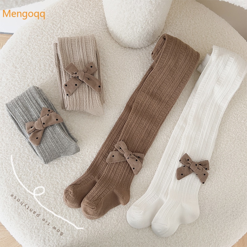 Mengoqq Children Girls Autumn Winter Big Bow Knitting Tights Kids Baby Princess Warm Bottoming Pants Accessories Leggings 0-8Y