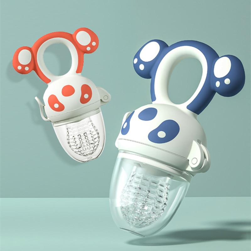 Newborn Baby Silicone Teether Fresh Food Feeder Training to Eat Fruit Grinding Stick Cute Panda Food Bag Teether Feeding