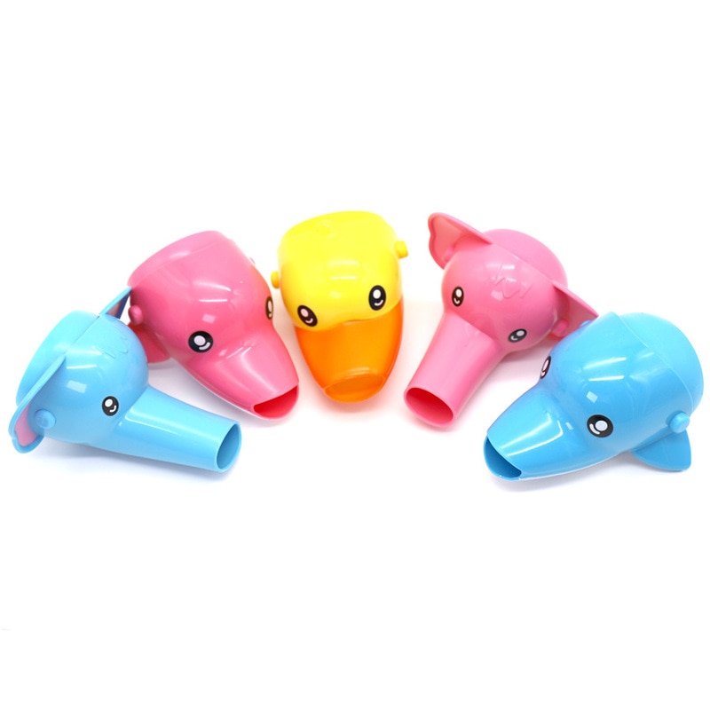 1pc Plastic Cartoon Faucet Tap Extender Baby Shower Toy Duck Elephant Kids Bathing Faucet Guiding Gutter Sink Bibcock Tap