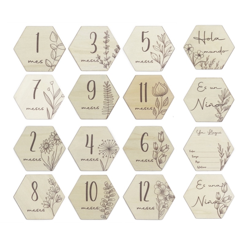 Newborn Milestone Keepsake Spanish Photo Props Cards Baby’s Announcement Card