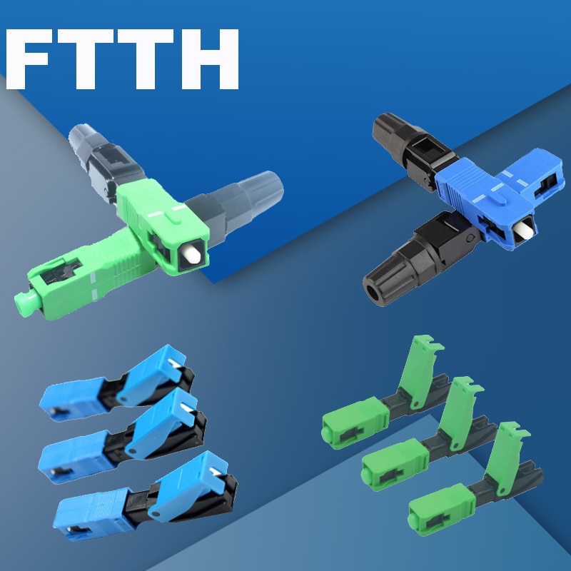 FASO 50/100Pcs SC UPC Optical Fiber Quick Connector SC FTTH Fiber Optic Fast Connector Embedded High Quality SC APC