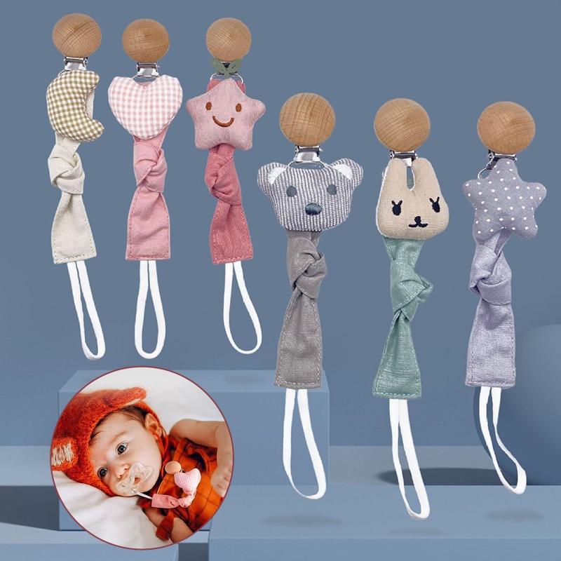 Cotton Cartoon Doll Baby Pacifier Clip Infant Newborn Teething Soother Chew Dummy Chains Silicone Nipple Soother Dummy Holder